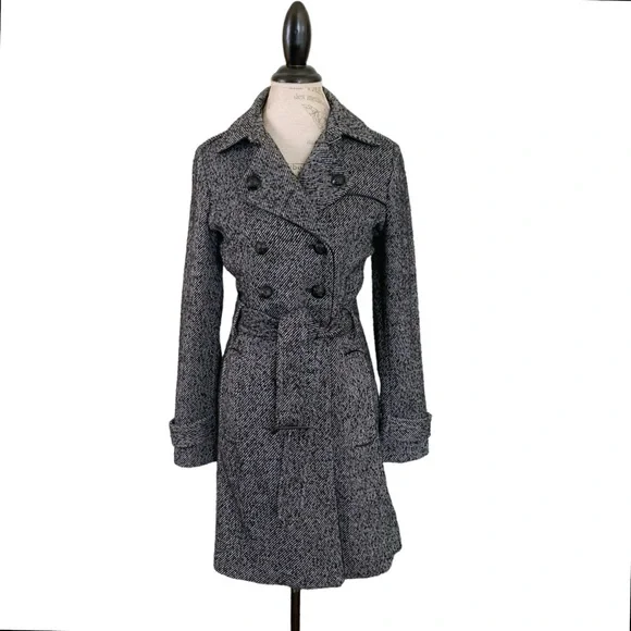 Banana Republic Herring Bone Trench Pea Coat - Picture 2 of 12